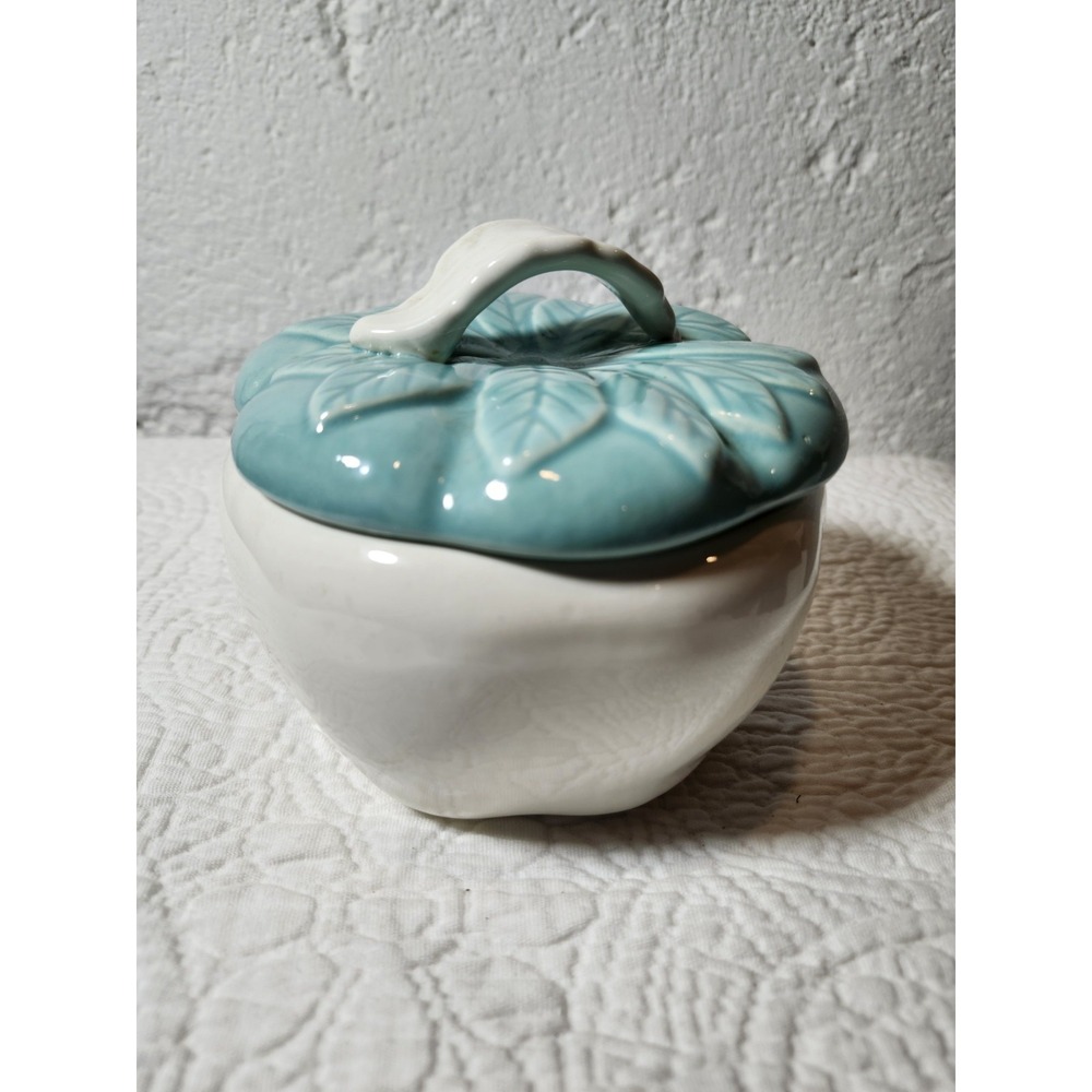 Vintage Hoenig Of Calif Turquoise Ceramic Pottery Apple dip bowl - Picture 1 of 6